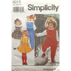 Simplicity Vintage Childs Jumper & Jumper Dress Sewing Pattern 8015 Size AA (2-4